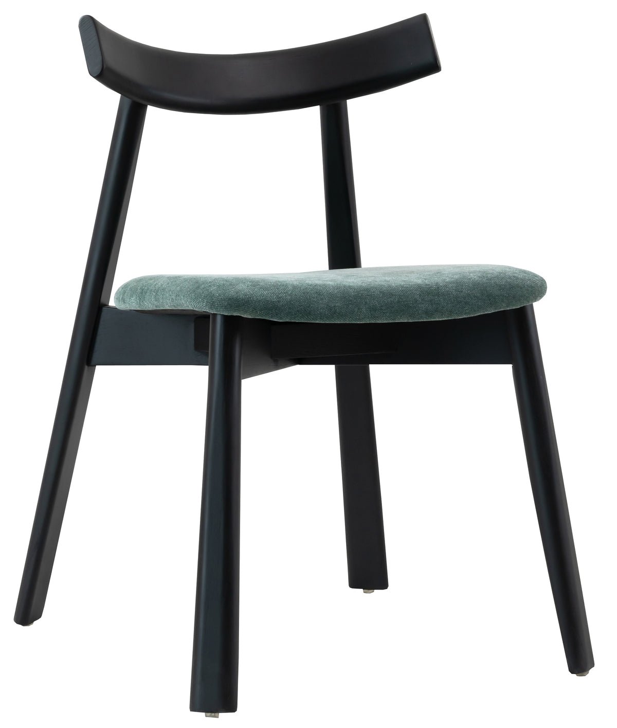 Chaise en bois pour salle à manger Delify en tissu easy-clean velours chenille vert foncé/noir