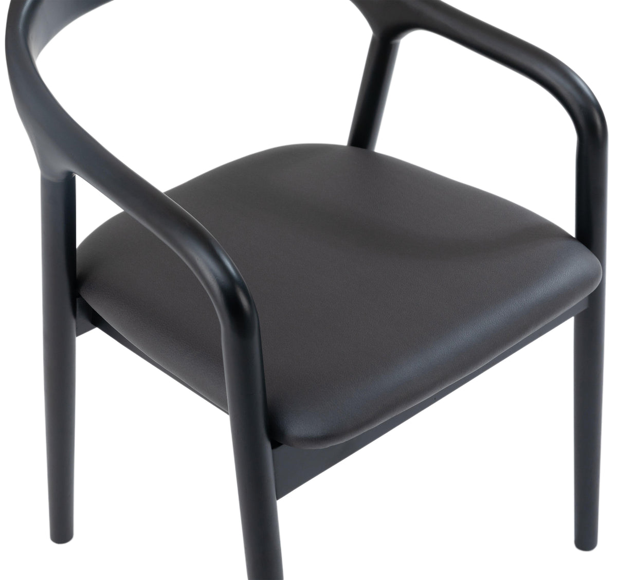 Chaise en bois pour salle à manger Battione simili cuir noir/noir
