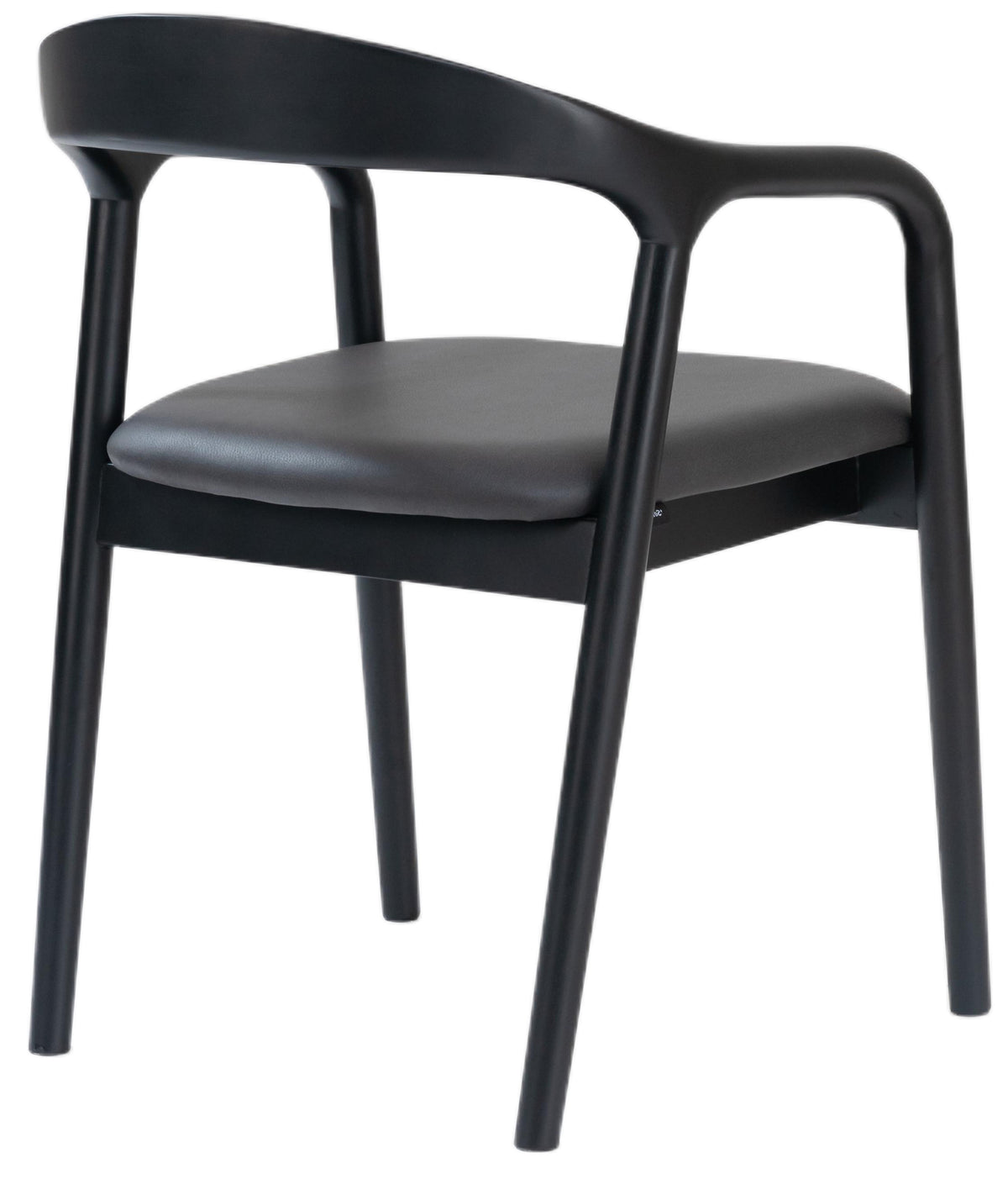 Chaise en bois pour salle à manger Battione simili cuir noir/noir