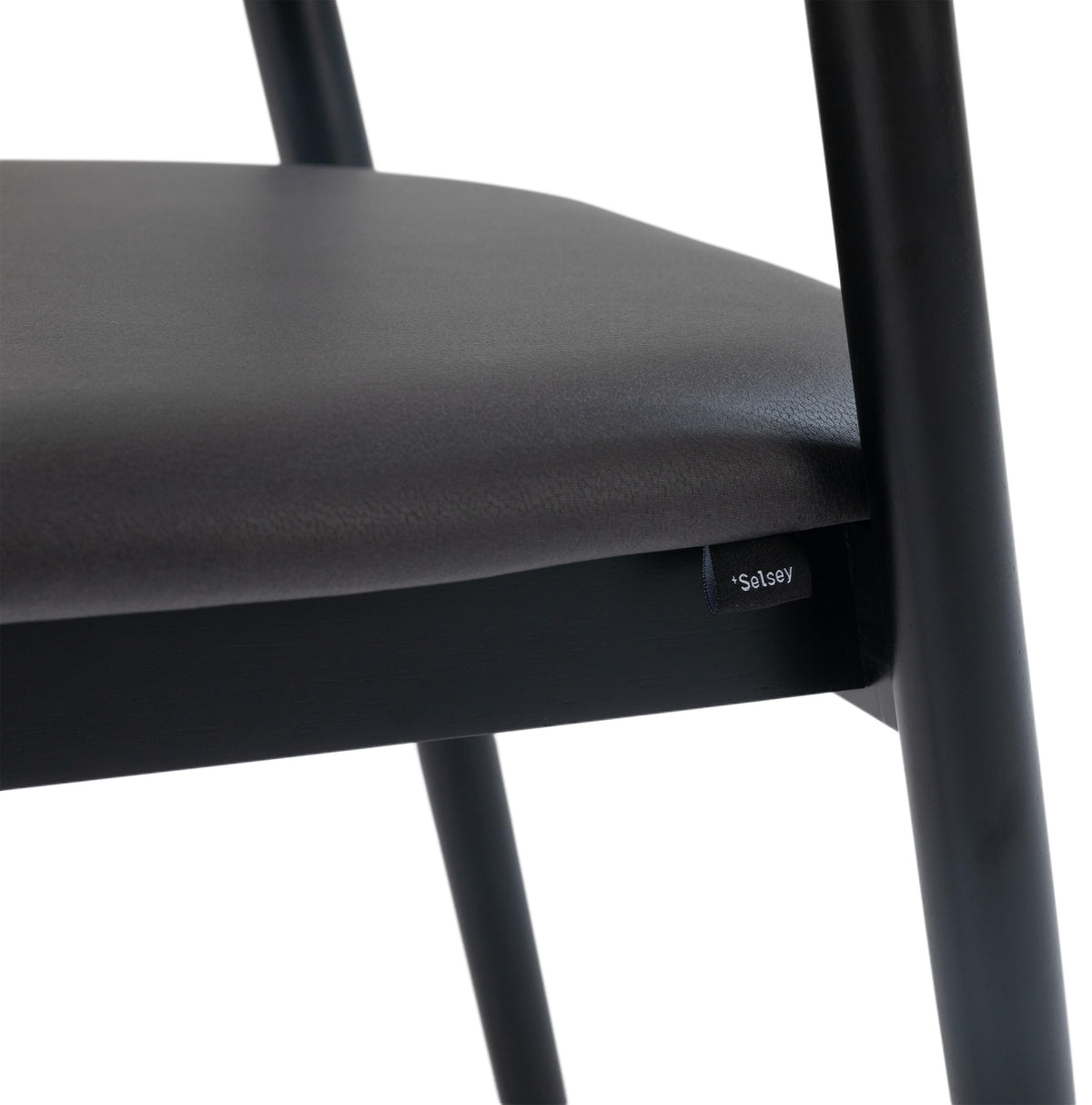 Chaise en bois pour salle à manger Battione simili cuir noir/noir