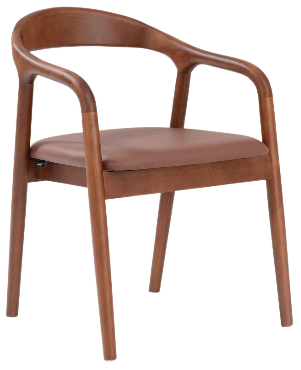 Chaise en bois pour salle à manger Battione simili cuir marron/noyer