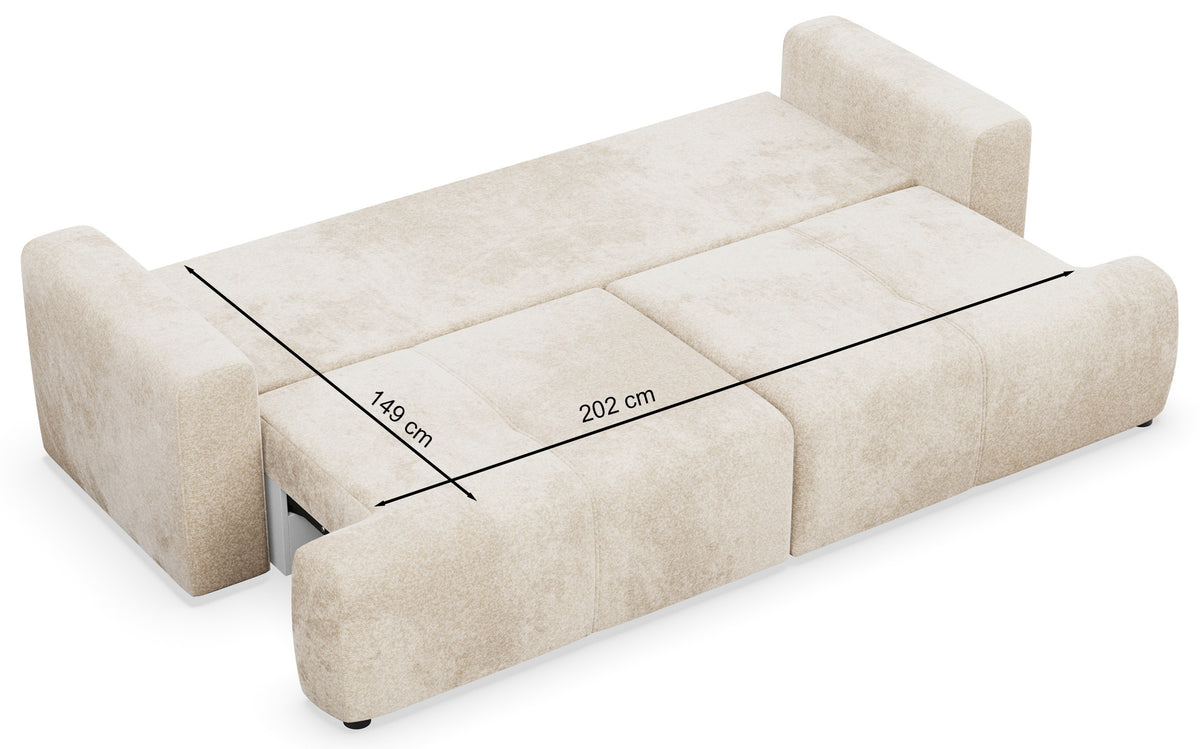 Dreisitziges Schlafsofa Cobbly mit Stauraum, beige Chenille