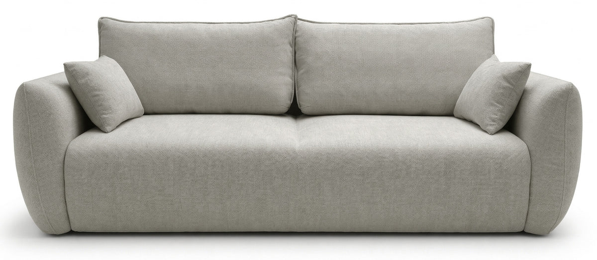 Canapé convertible 3 places Zordo avec rangement, tissu chenille gris beige