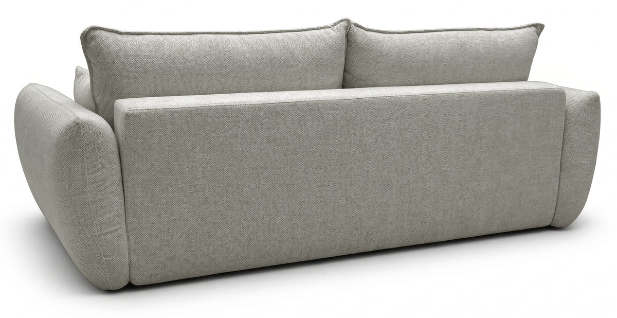 Canapé convertible 3 places Zordo avec rangement, tissu chenille gris beige
