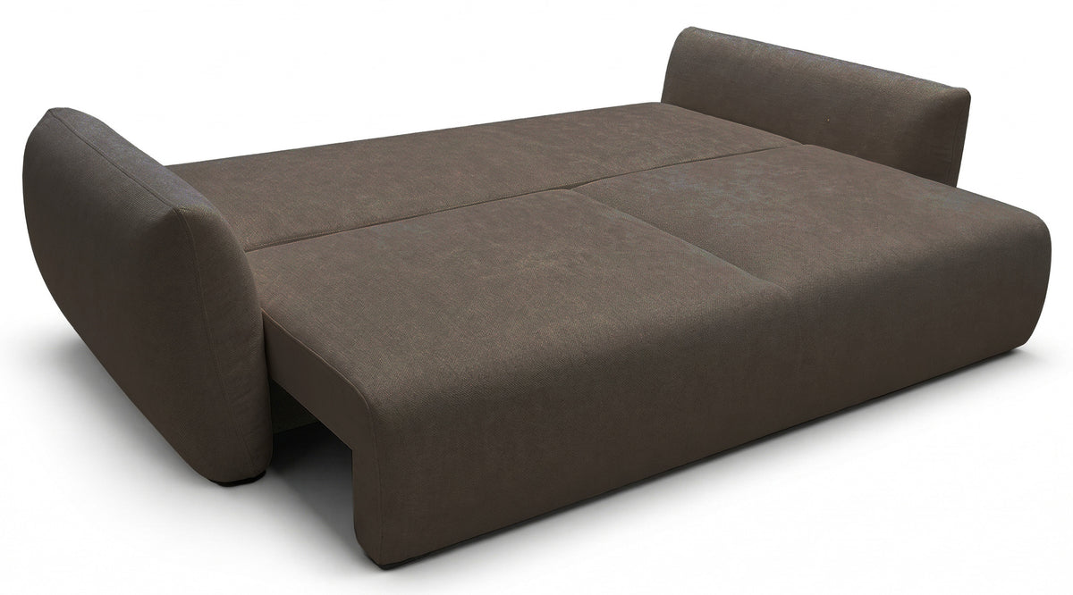 Canapé convertible 3 places Zordo avec rangement en chenille marron