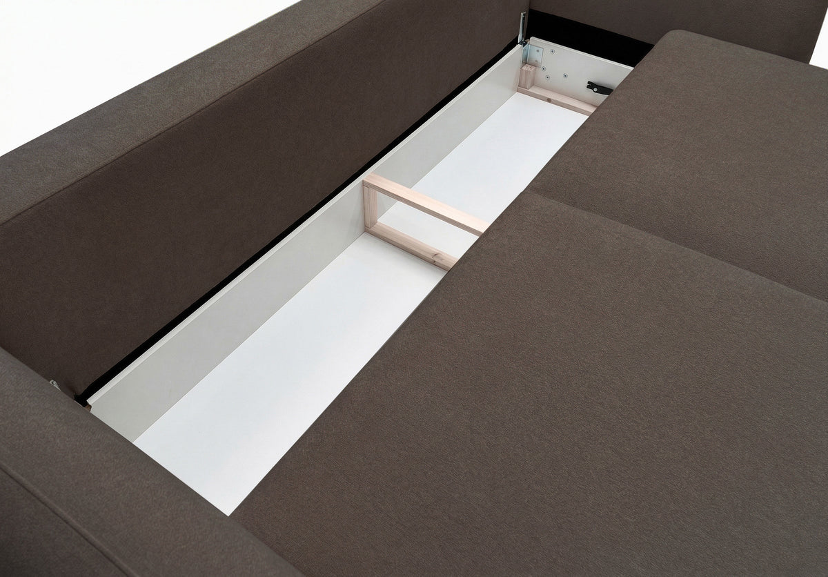 Canapé convertible 3 places Zordo avec rangement en chenille marron