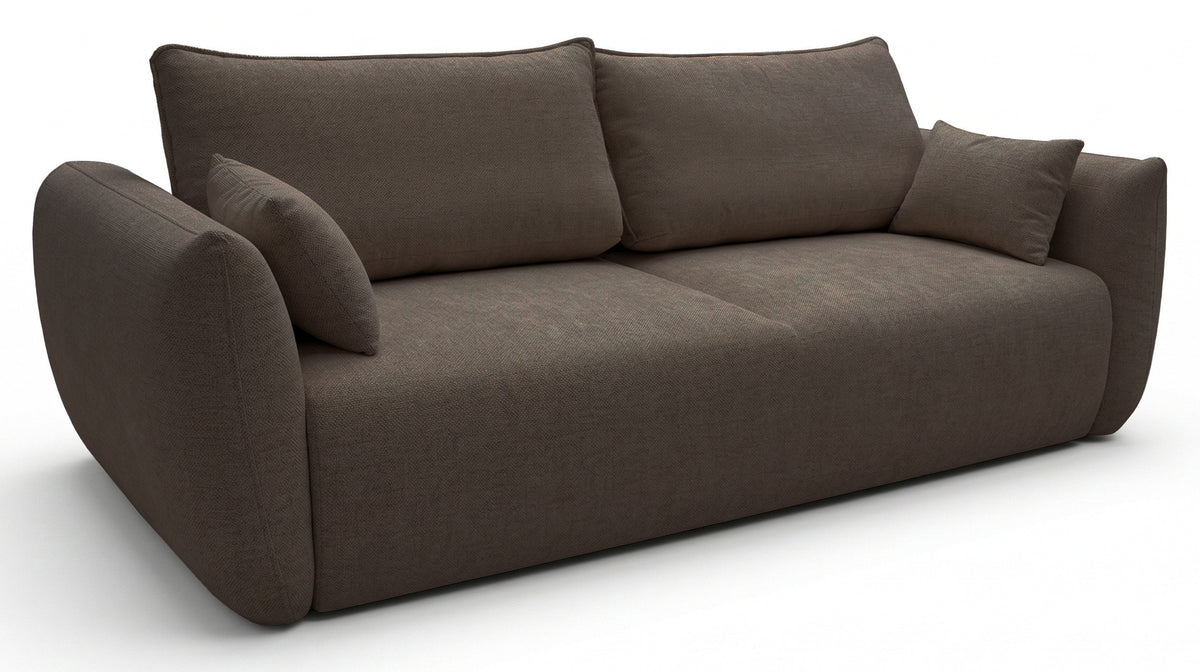 Canapé convertible 3 places Zordo avec rangement en chenille marron