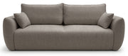Canapé convertible 3 places Zordo avec coffre, tissu chenille beige clair