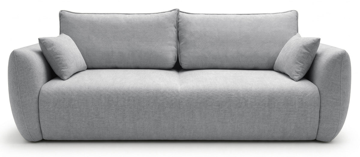 Canapé convertible 3 places Zordo avec coffre, tissu chenille gris