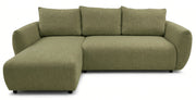 Canapé d'angle Zordo L-shape gauche avec deux coffres, velours chenille olive