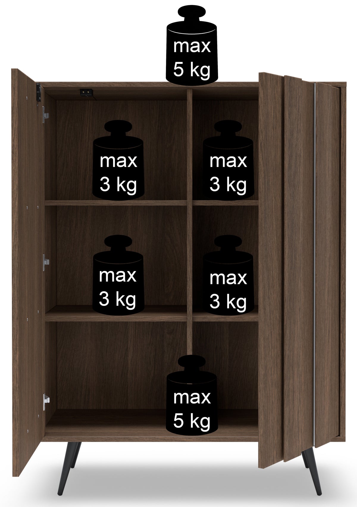 Commode 2 portes Amaro avec éclairage LED 94 cm chêne Dunin