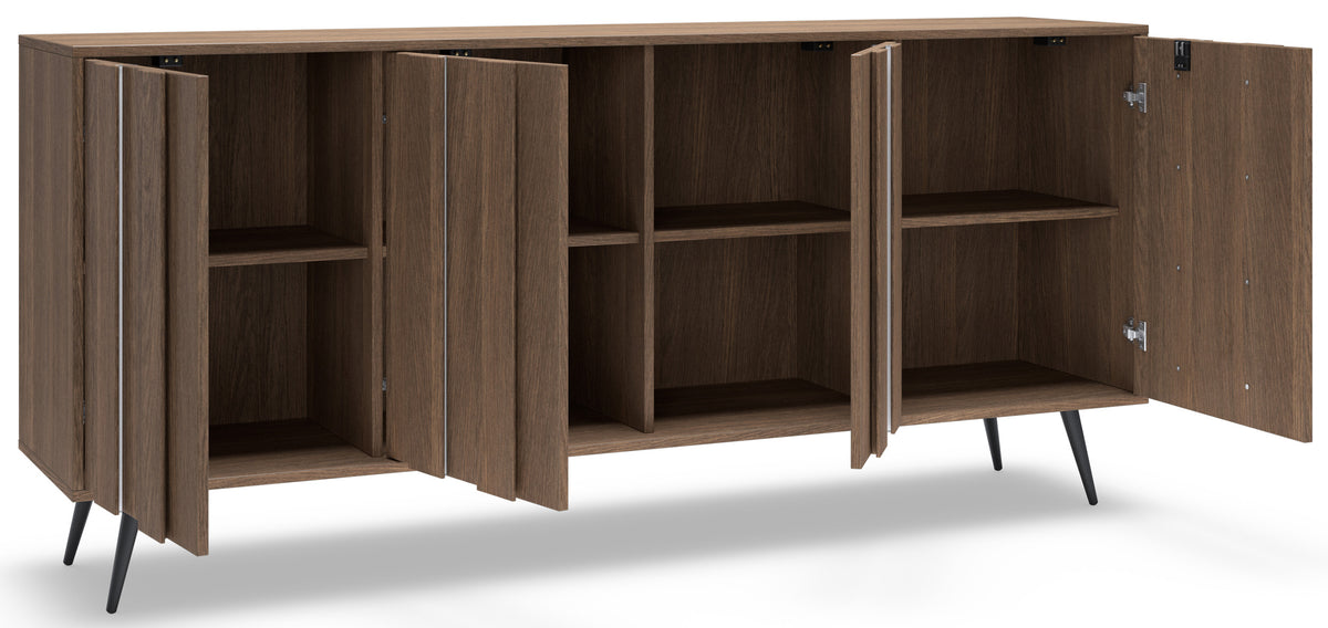 Commode quatre portes Amaro avec éclairage LED 183 cm chêne Dunin