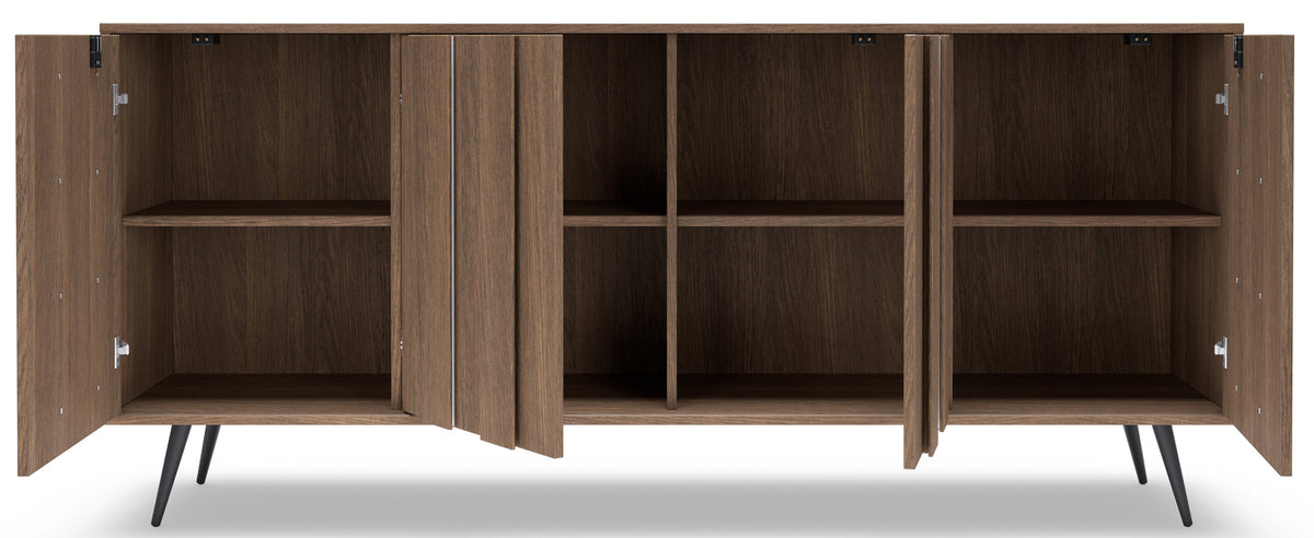 Commode quatre portes Amaro avec éclairage LED 183 cm chêne Dunin