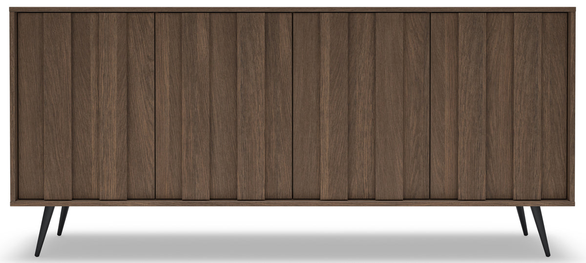Commode quatre portes Amaro avec éclairage LED 183 cm chêne Dunin