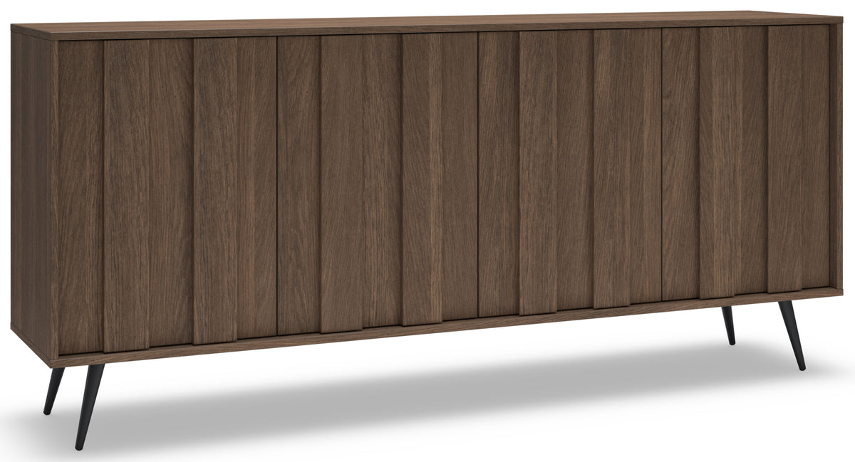 Commode quatre portes Amaro avec éclairage LED 183 cm chêne Dunin