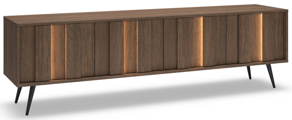 Meuble TV 4 portes Amaro avec éclairage LED 183 cm chêne dunin