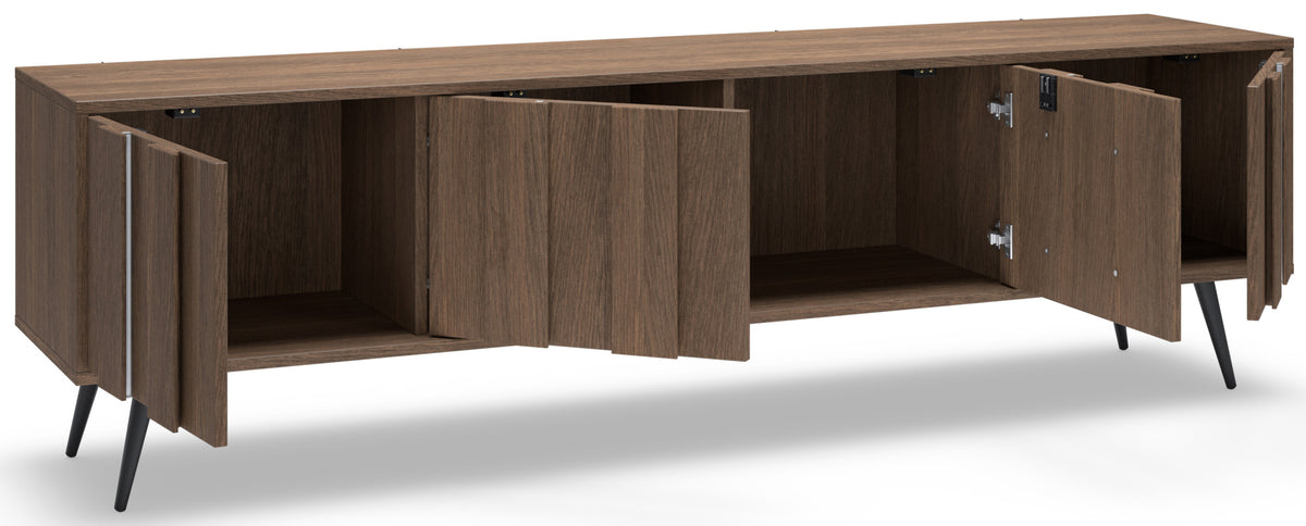 Vier-türiger TV-Schrank Amaro mit LED-Beleuchtung, 183 cm, Eiche Dunin
