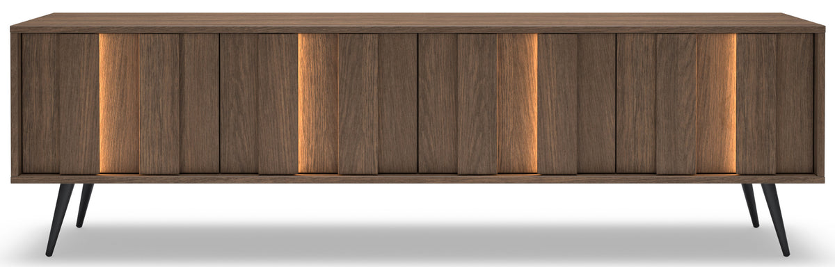 Vier-türiger TV-Schrank Amaro mit LED-Beleuchtung, 183 cm, Eiche Dunin