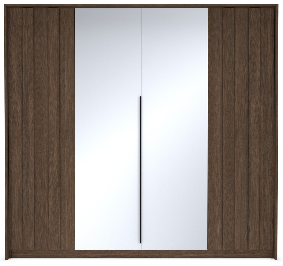 Vier­türiger Amaro-Kleiderschrank mit Spiegel und LED-Beleuchtung, 223 cm, Eiche Dunin