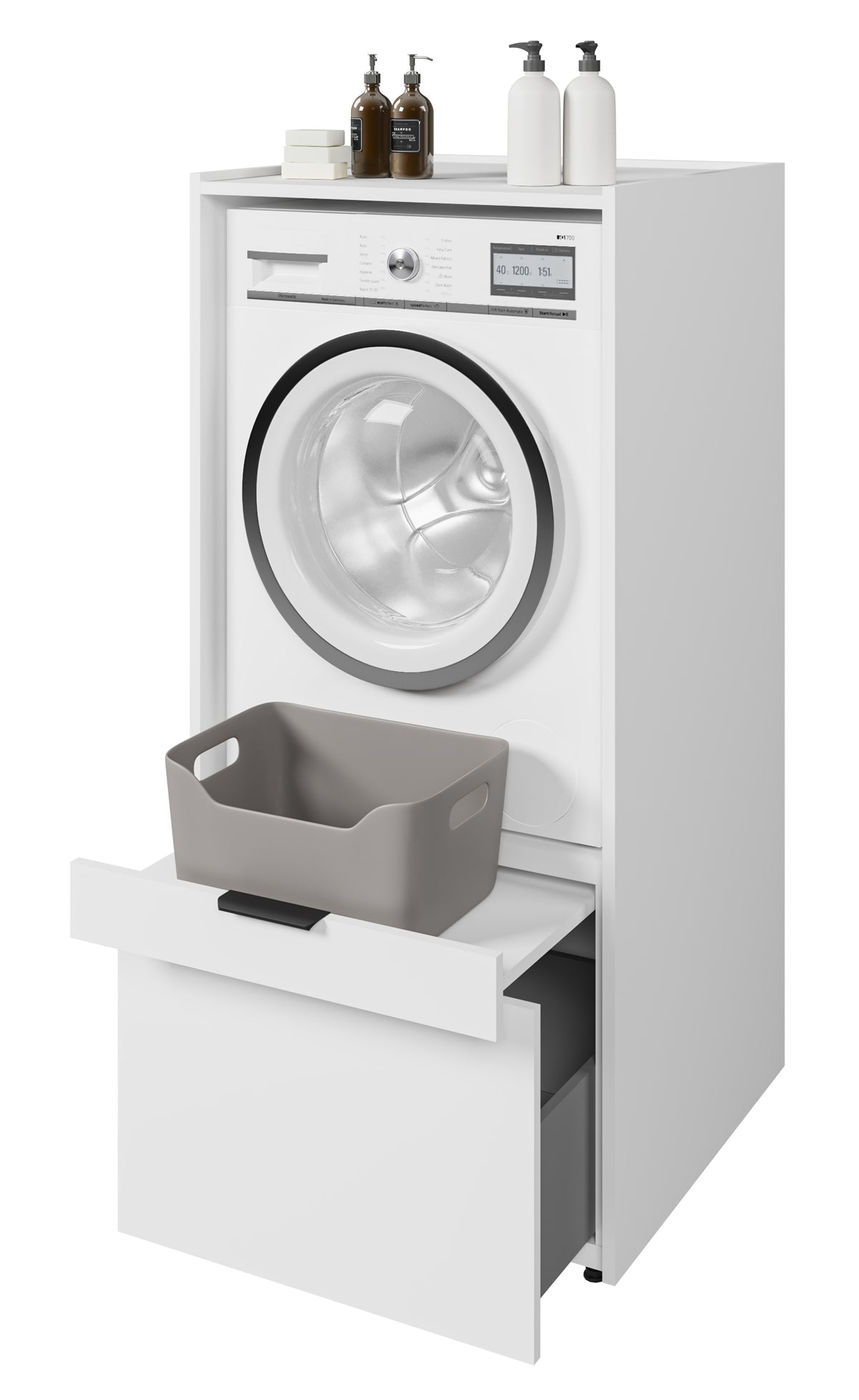Waschmaschinenschrank Andiamo mit Schublade und Regal, weiß