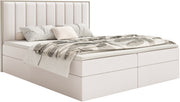 Lit continental 140x200 cm Togents avec rangements et topper en velours hydrofuge crème