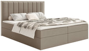 Kontinentales Bett 160x200 cm Togents mit Stauraum und Topper, brauner hydrophober Samt