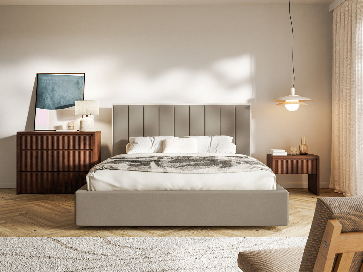 Polsterbett 160x200 cm Togents brauner Velours mit wasserabweisender Beschichtung
