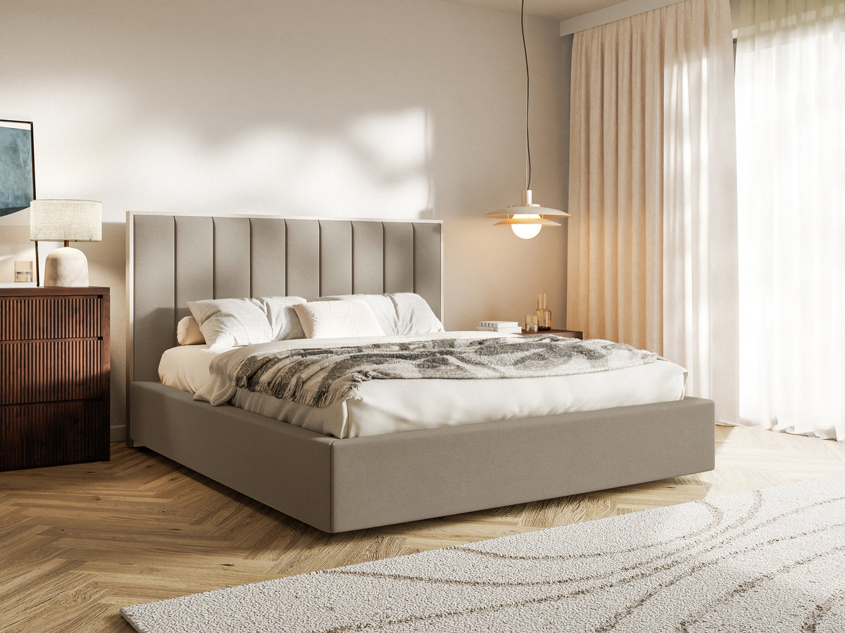 Polsterbett 160x200 cm Togents brauner Velours mit wasserabweisender Beschichtung