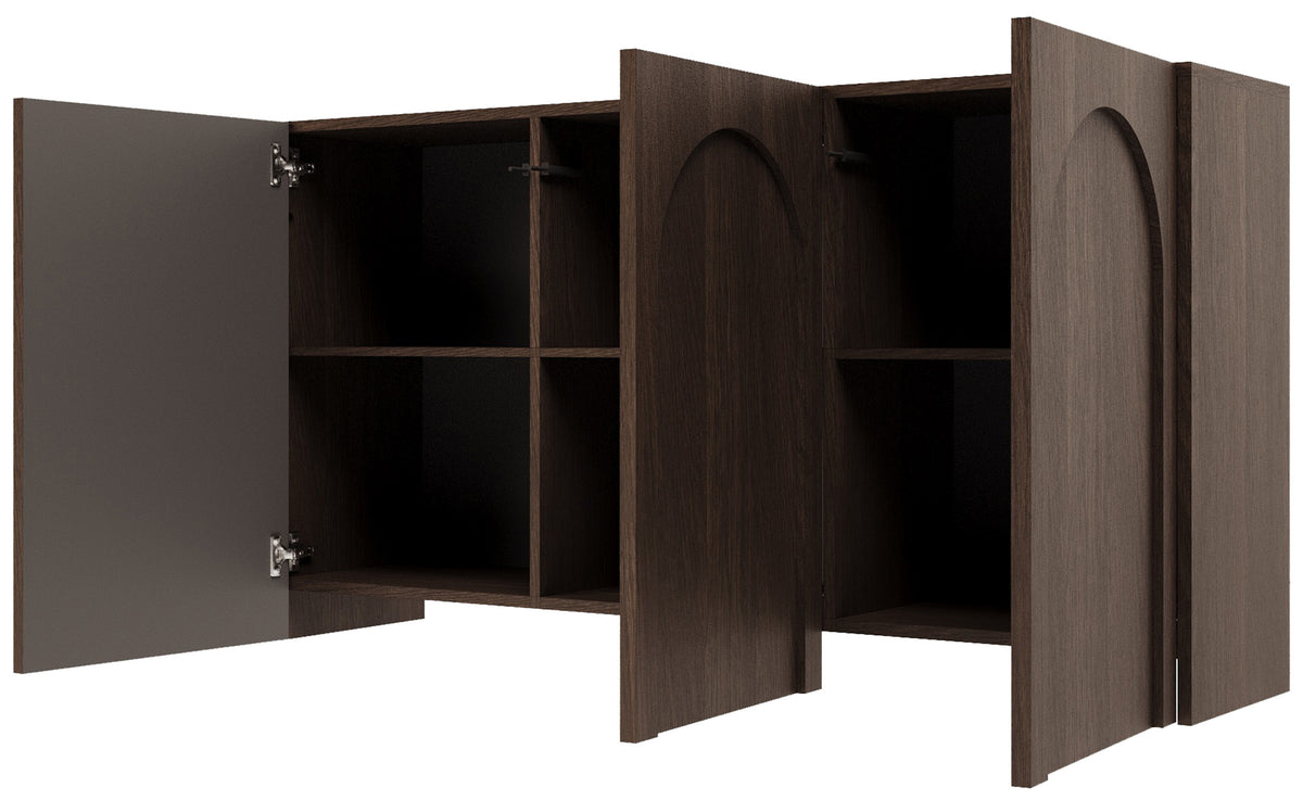Commode trois portes Arkadia avec façades fraisées 150 cm chêne Dunin