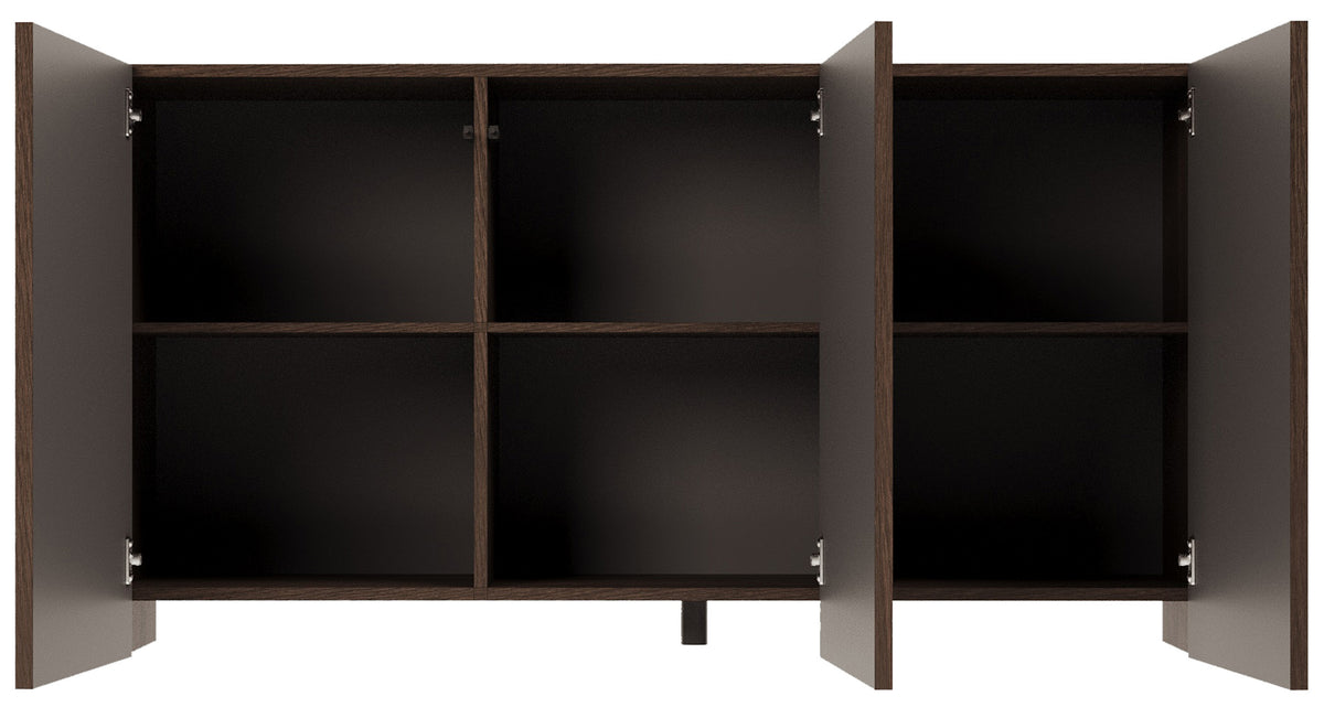Commode trois portes Arkadia avec façades fraisées 150 cm chêne Dunin