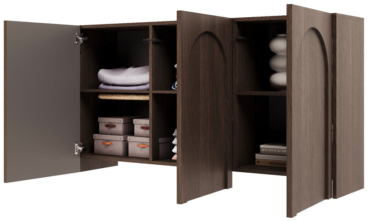 Commode trois portes Arkadia avec façades fraisées 150 cm chêne Dunin