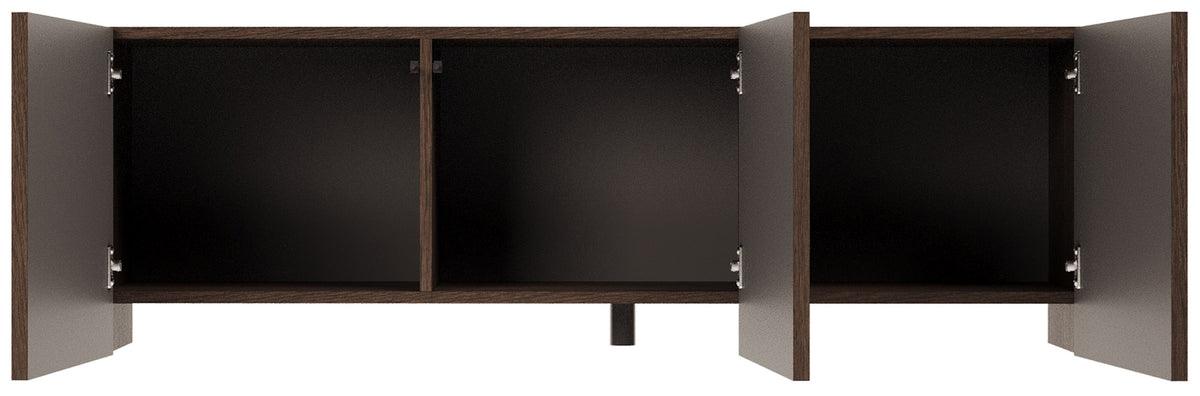 Meuble TV trois portes Arkadia avec façades fraisées 150 cm chêne dunin