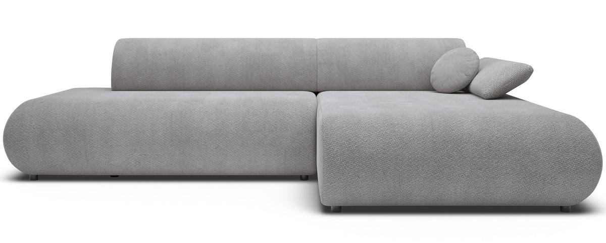 Canapé d'angle droit Armone avec fonction couchage, tissu chenille gris