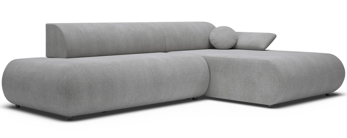 Canapé d'angle droit Armone avec fonction couchage, tissu chenille gris