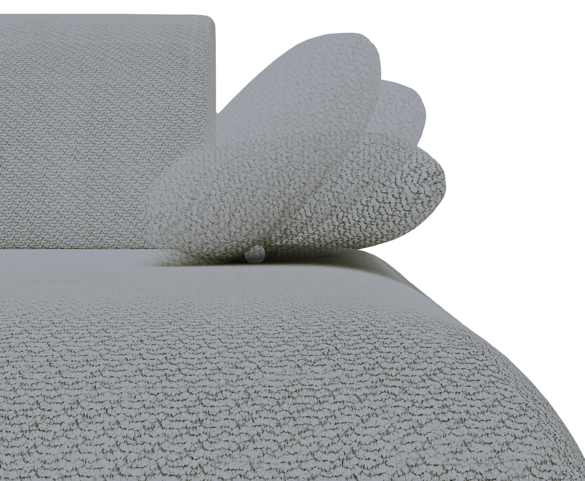 Canapé d'angle droit Armone avec fonction couchage, tissu chenille gris