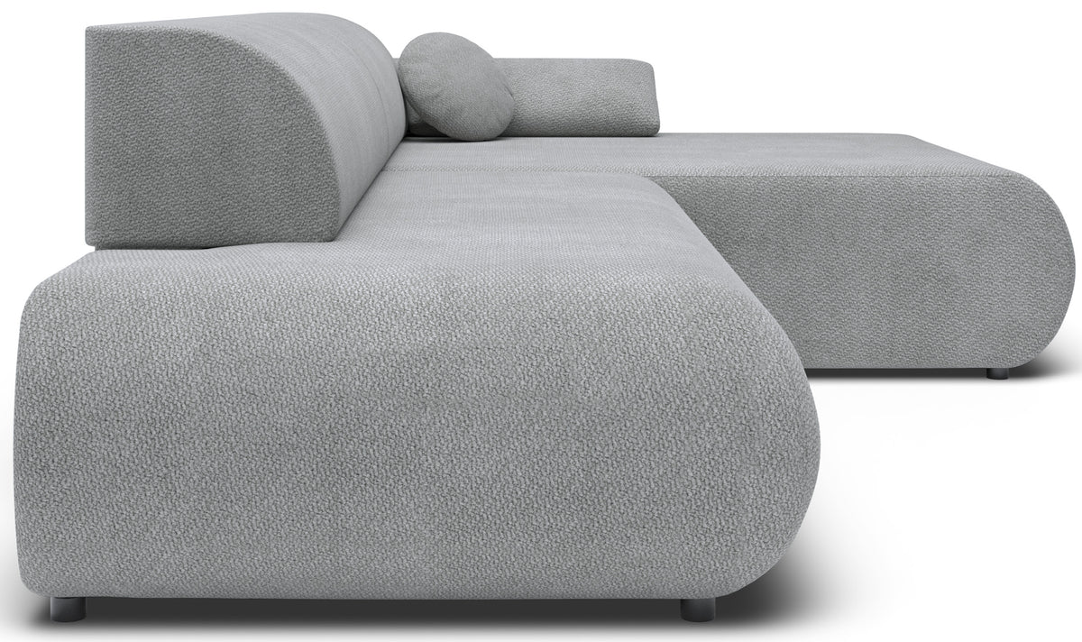 Canapé d'angle droit Armone avec fonction couchage, tissu chenille gris