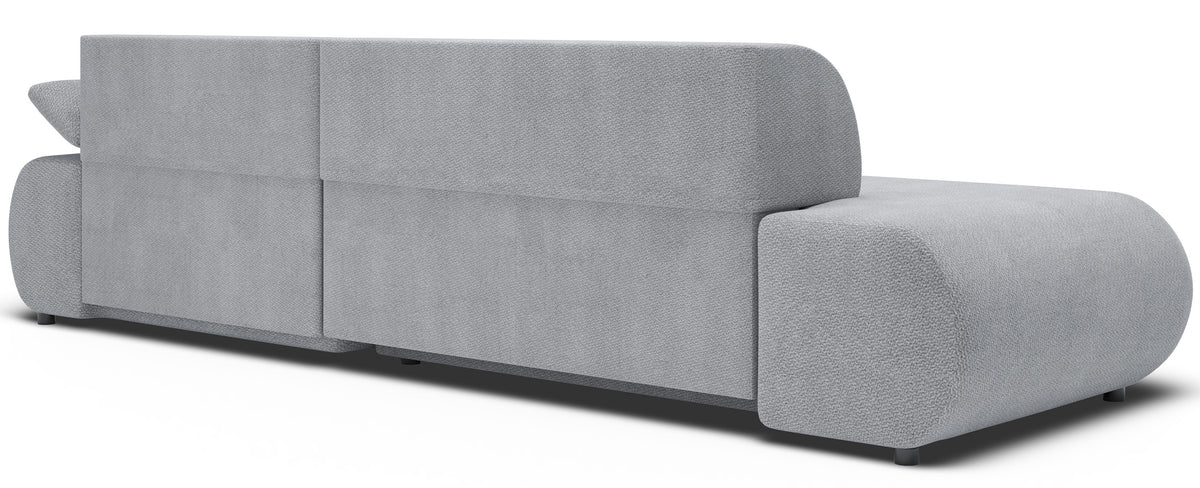 Canapé d'angle droit Armone avec fonction couchage, tissu chenille gris