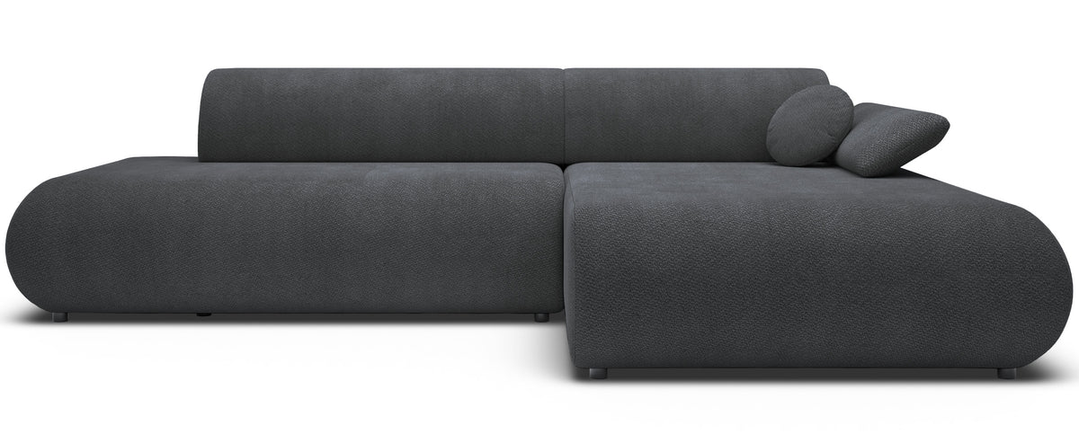 Ecksofa mit Schlafunktion Armone, L-förmig, rechtsseitig, grafitfarben, Chenille