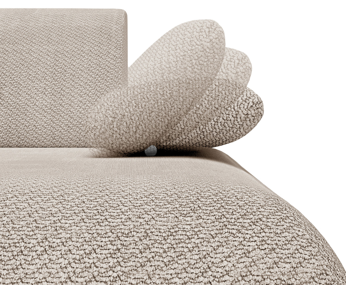 Canapé d'angle avec fonction couchage Armone en L, côté droit, en chenille beige clair