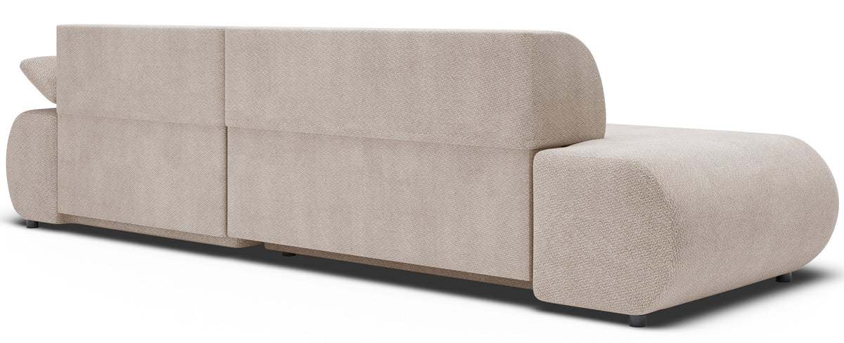 Canapé d'angle avec fonction couchage Armone en L, côté droit, en chenille beige clair