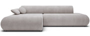 Ecksofa mit Schlaffunktion Armone, L-förmig, linksseitig, hellgrauer Chenille-Stoff