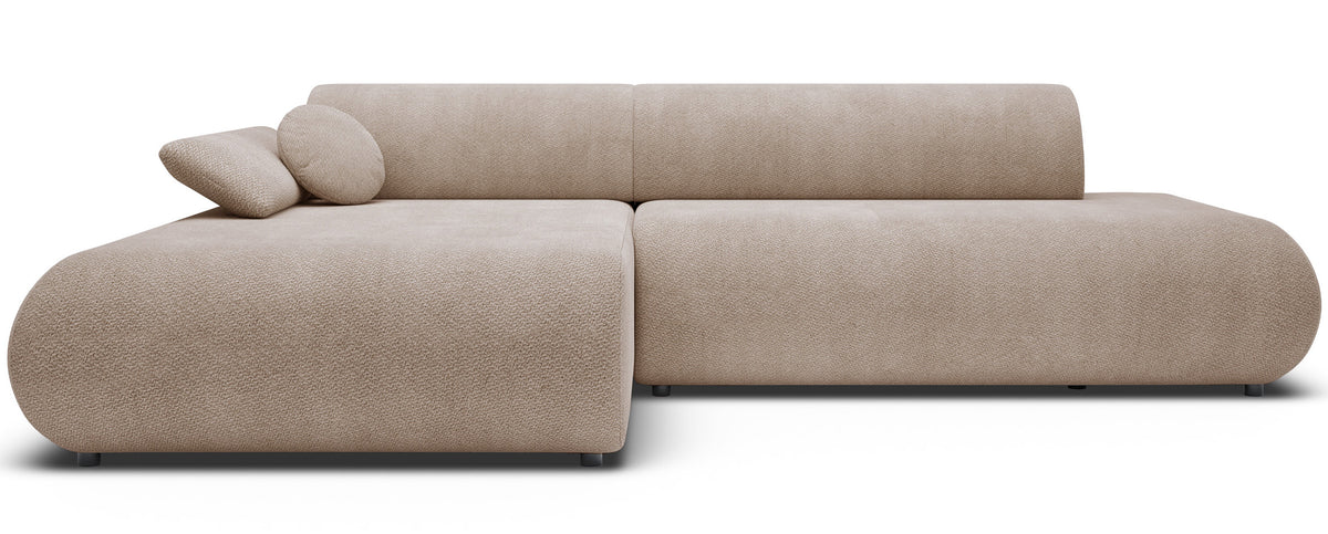 Canapé d'angle convertible Armone en L, côté gauche, beige en chenille