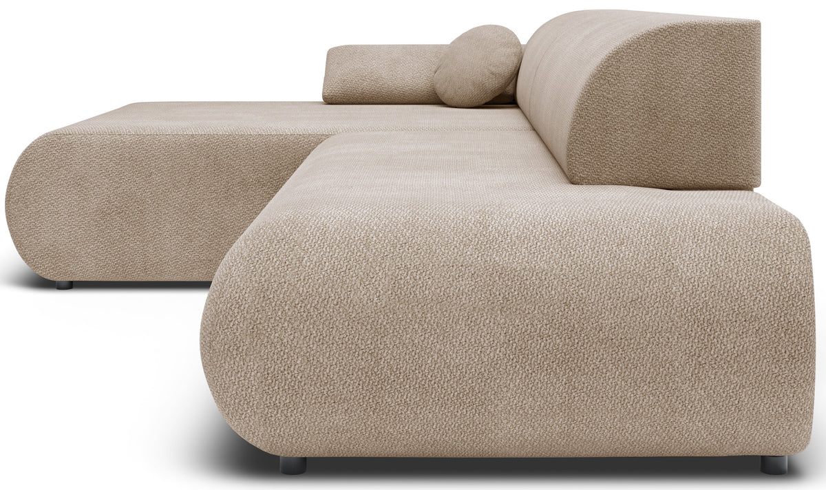 Ecksofa mit Schlaffunktion Armone, L-förmig, linksseitig, beige Chenille