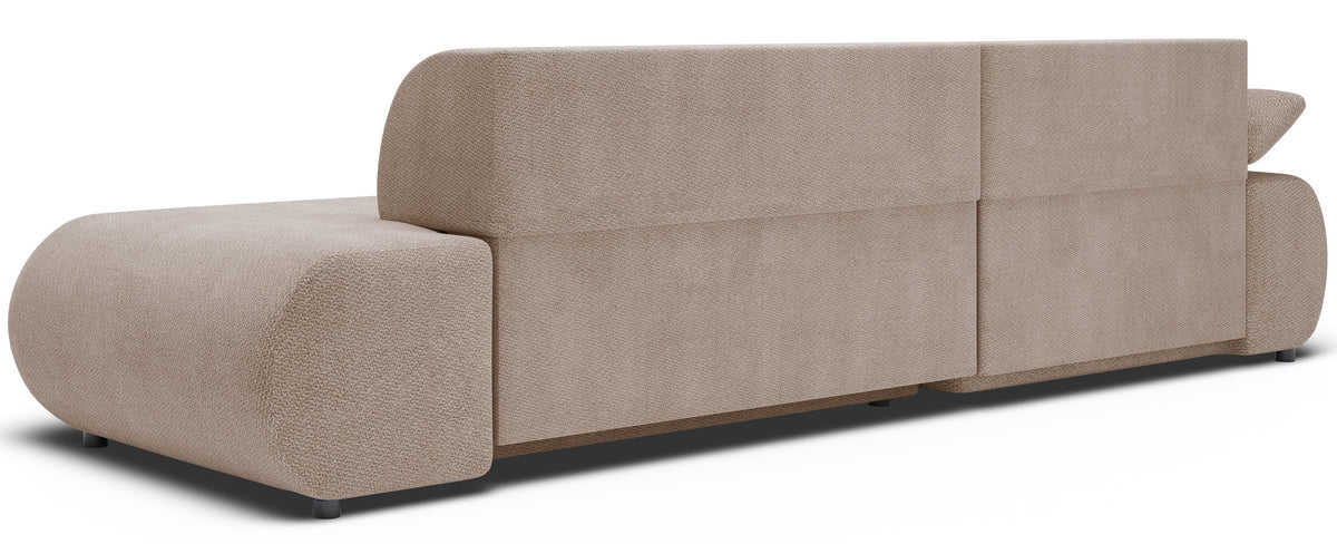 Ecksofa mit Schlaffunktion Armone, L-förmig, linksseitig, beige Chenille