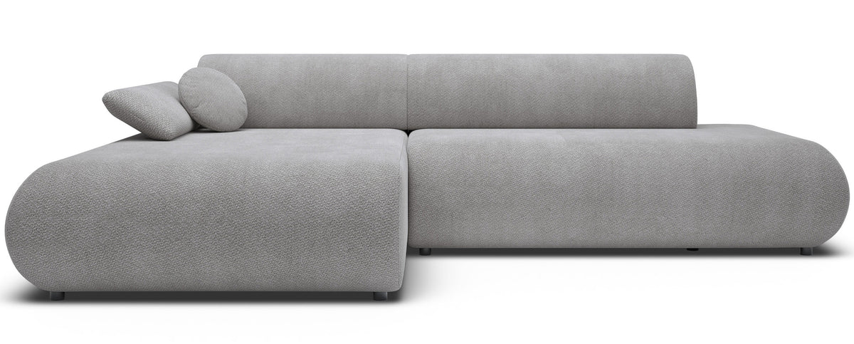 Canapé d'angle convertible Armone en L, côté gauche, tissu chenille gris