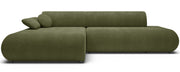 Canapé d'angle avec fonction couchage Armone en L, côté gauche, en chenille olive