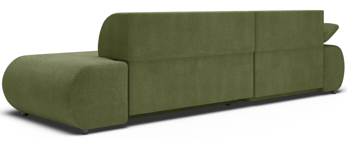 Canapé d'angle avec fonction couchage Armone en L, côté gauche, en chenille olive