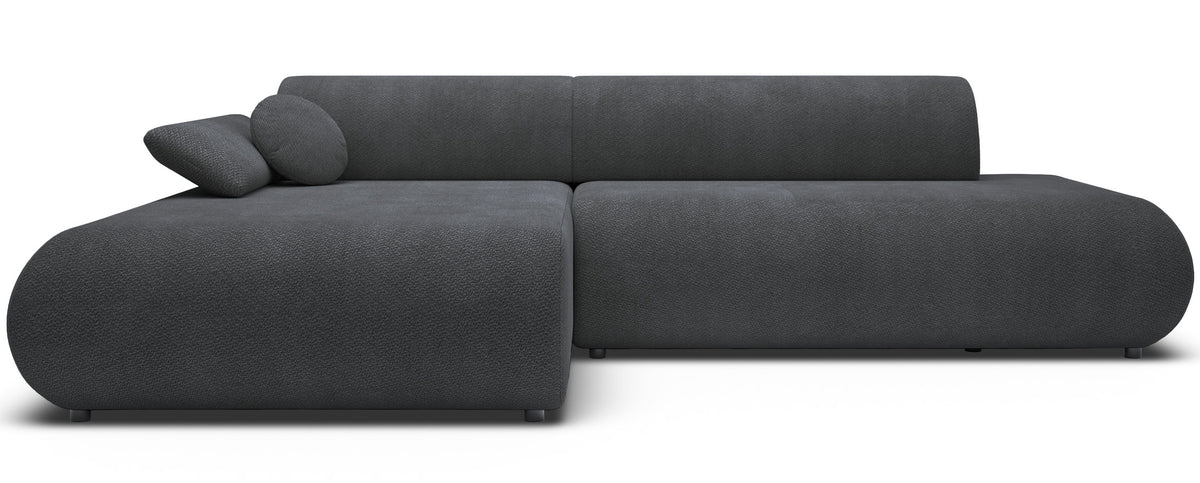 Canapé d'angle avec fonction couchage Armone en L, côté gauche, tissu chenille graphite