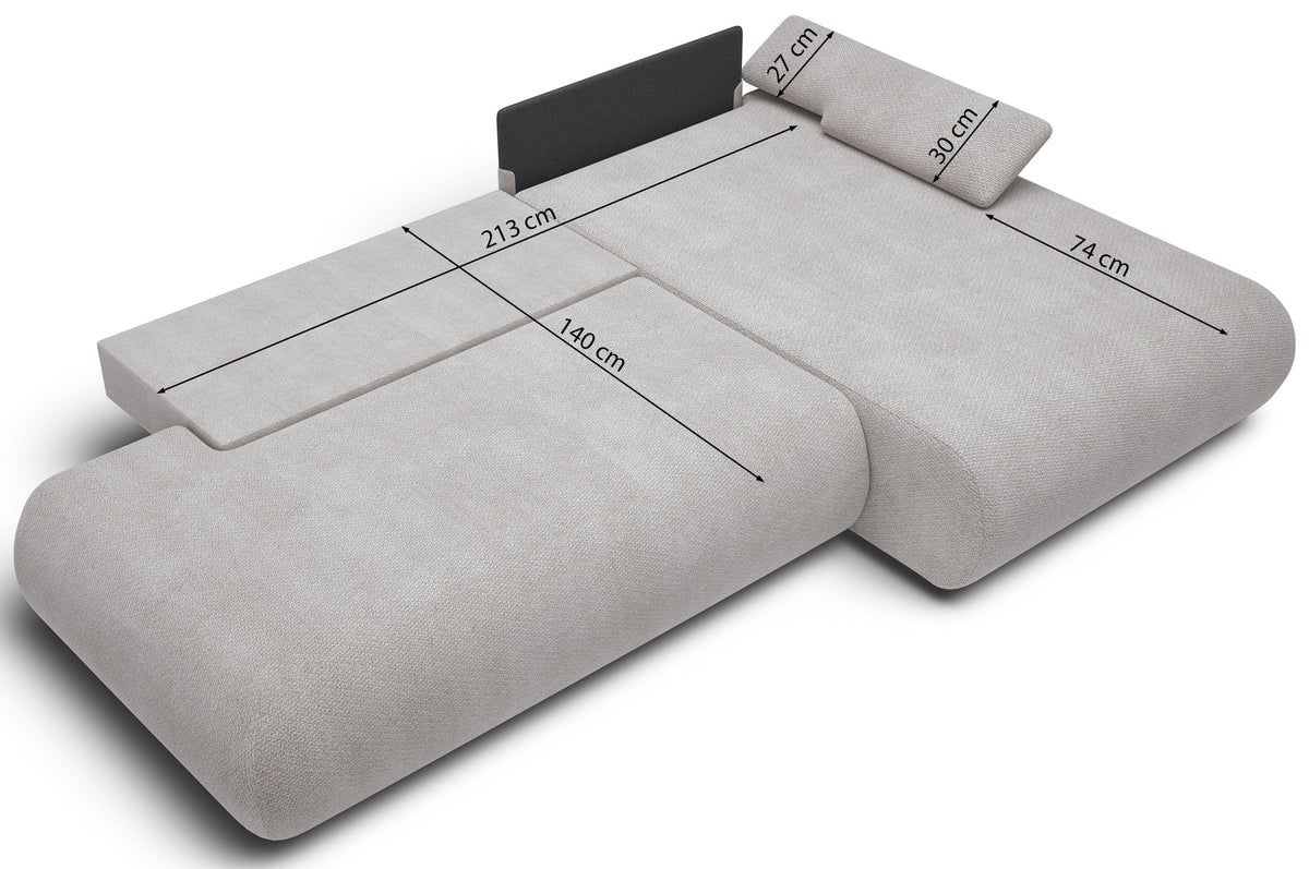 Ecksofa mit Schlaffunktion Armone, L-förmig, rechtsseitig, beige Chenille