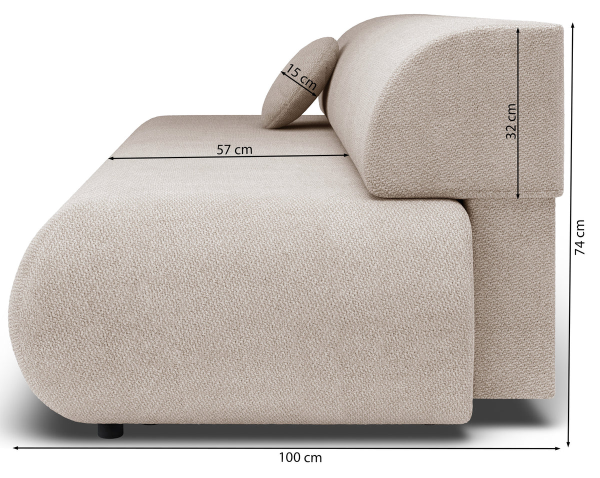 Dreisitziges ausklappbares Sofa Armone in grauem Chenille